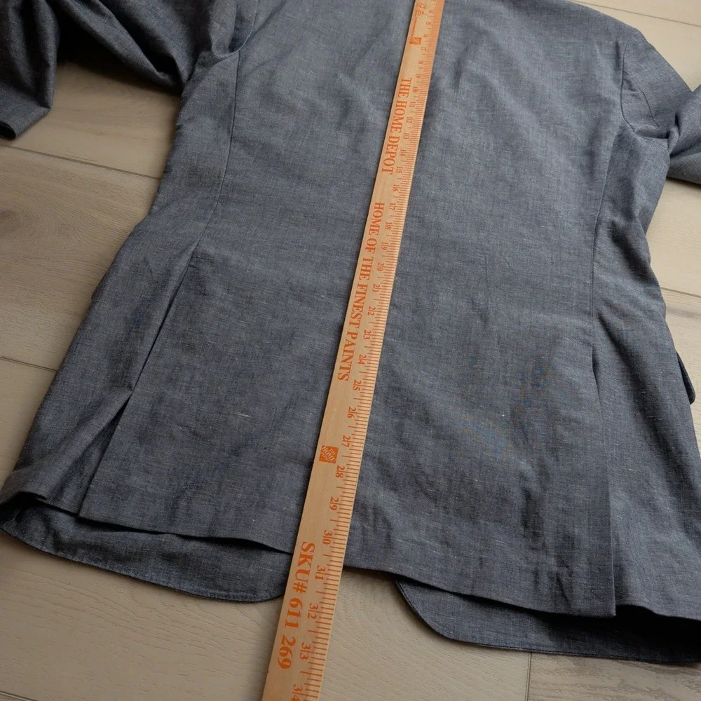 J.Crew Ludlow Blazer Mens 40R Blue Chambray Linen Cotton Unstructured Sport Coat